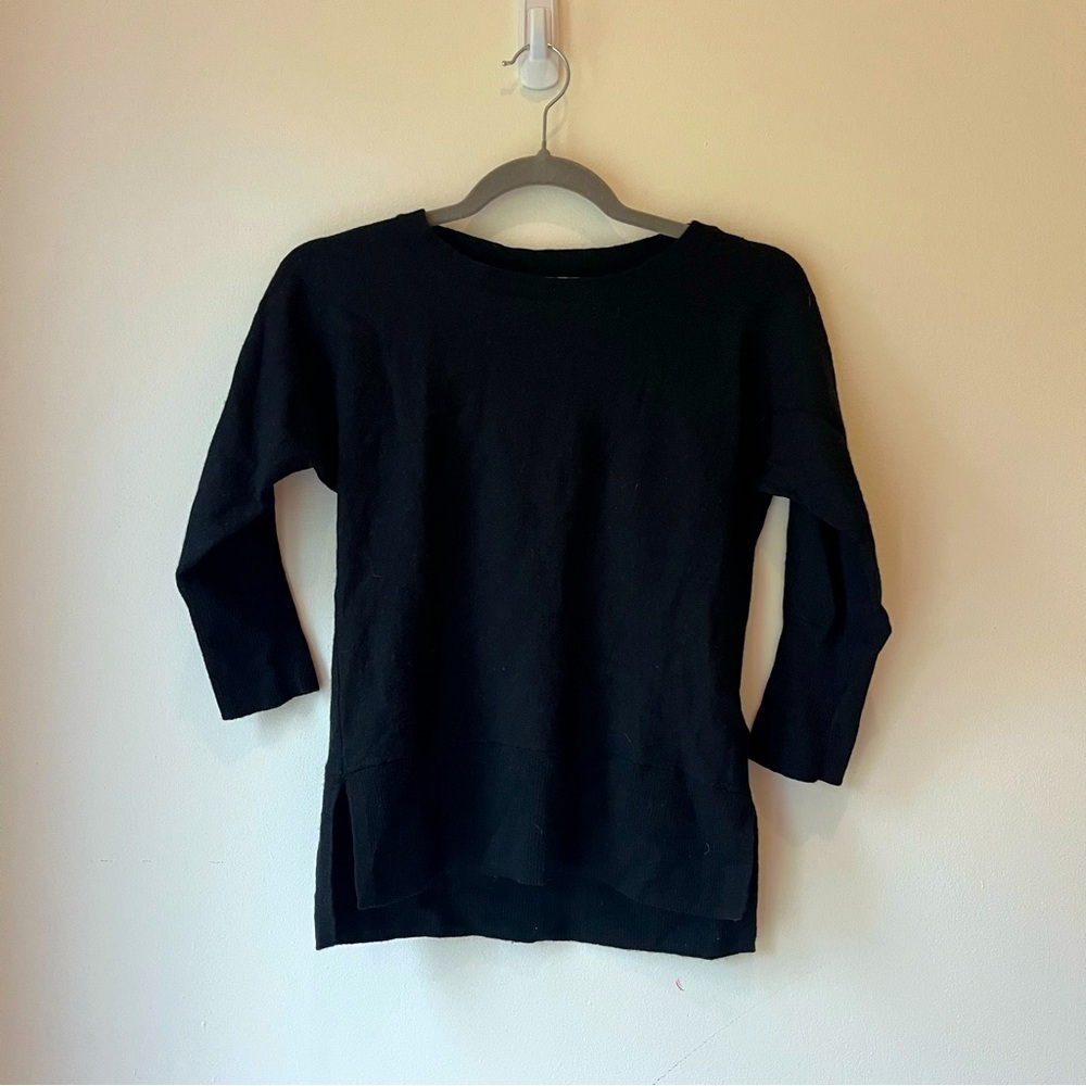 Max Studio 100% Merino Wool Black Sweater S | Minimalist Lightweight Knit Top